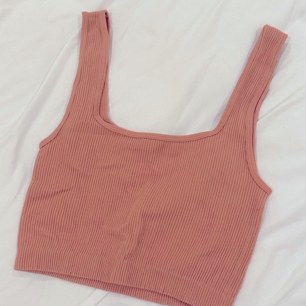 Zara Seamless Salmon Pink Crop Tank Top - Size XS/S